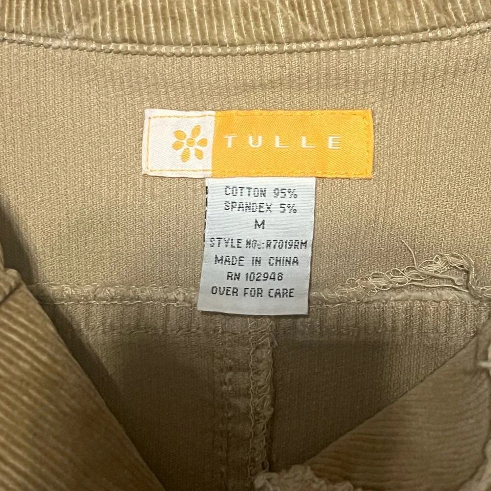 Tulle‎ Anthropologie Vintage Y2K Tan Corduroy Cropped Fitted Jacket Women Sz M